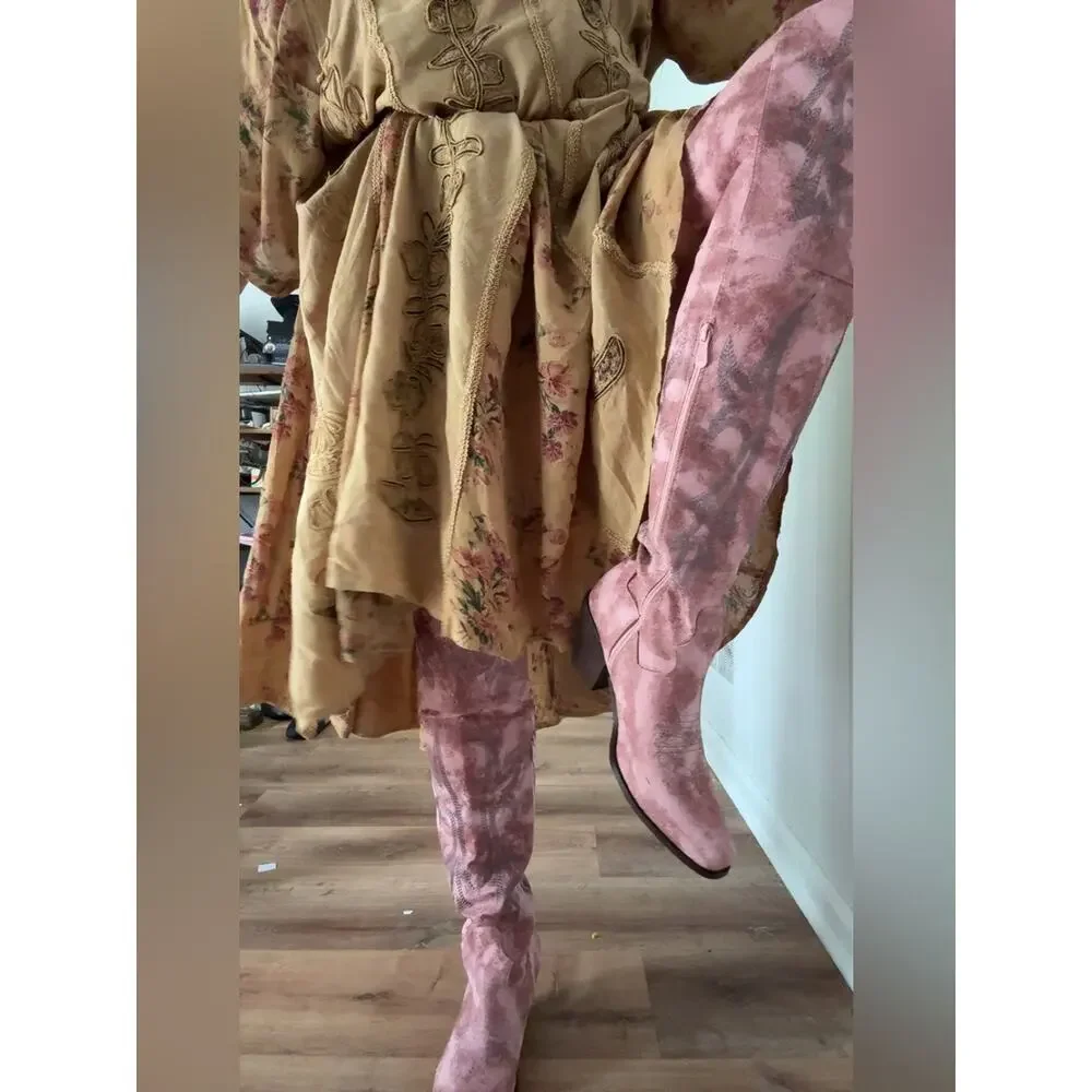 Coastal cowgirl pink knee boots